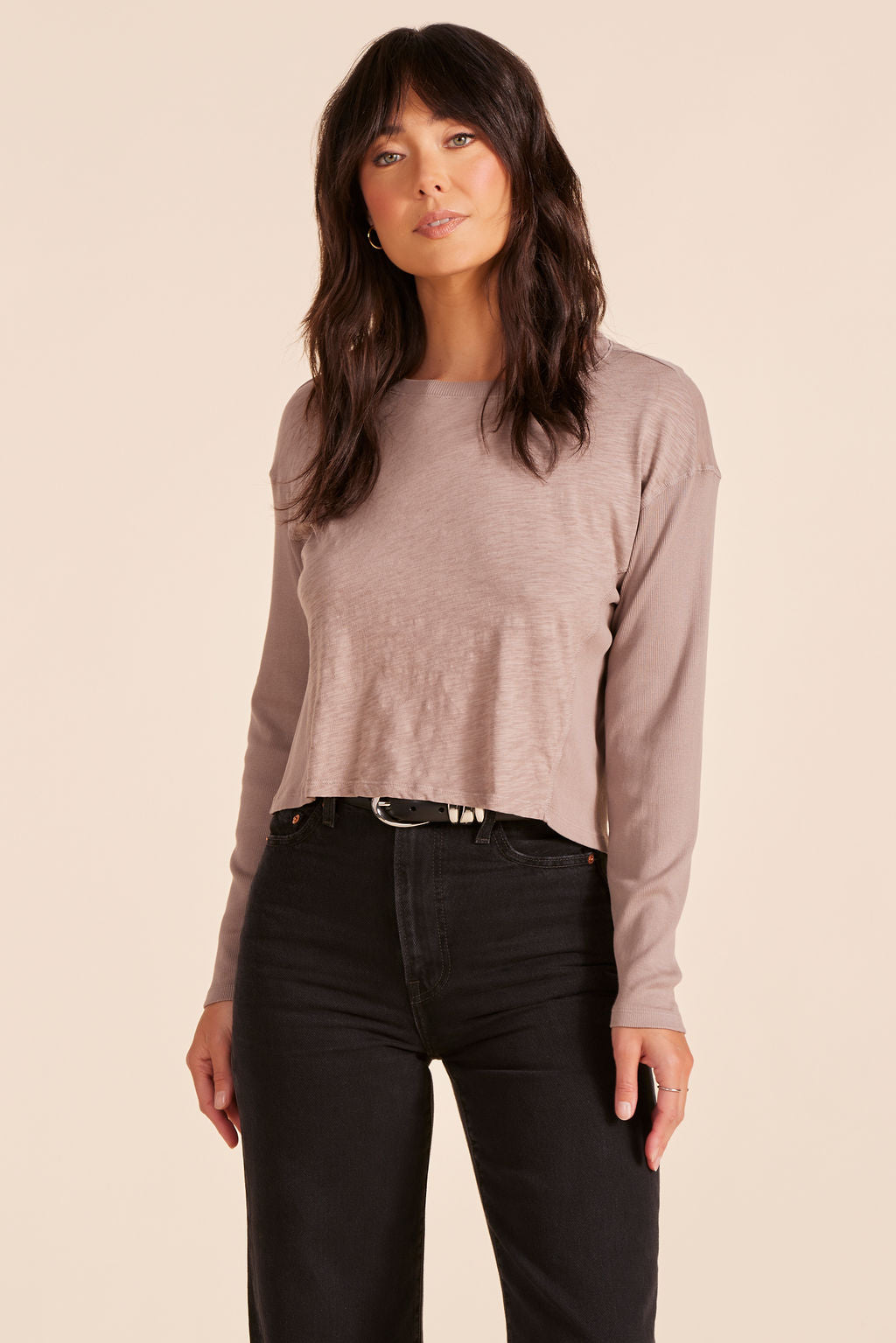 SIDE RIBBED LONG SLEEVE TEE