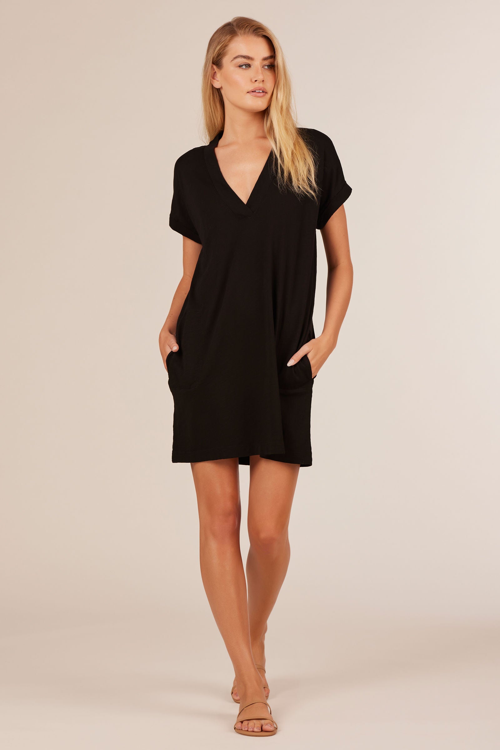 Rolled Cuff T Shirt Dress