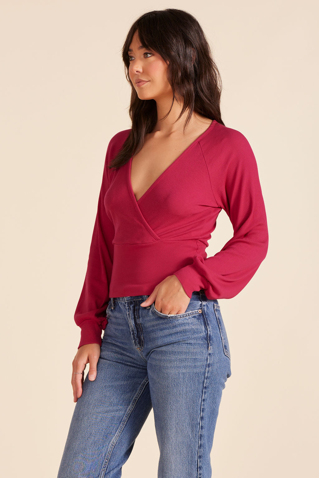 RAGLAN SURPLICE TOP