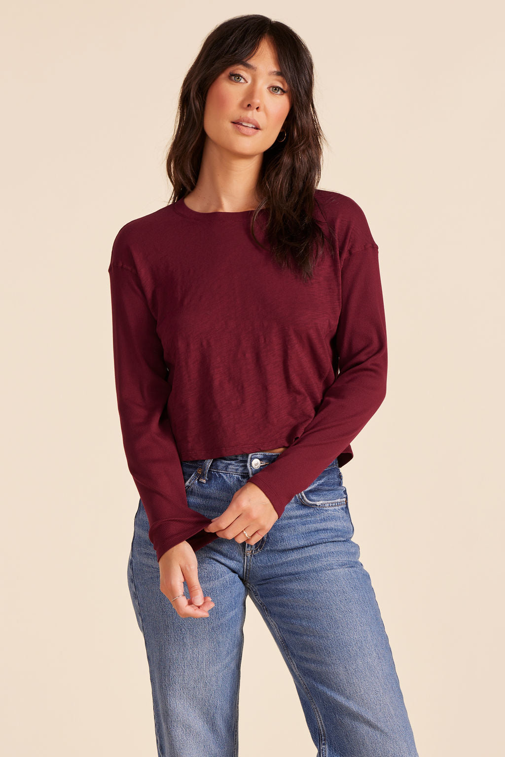 SIDE RIBBED LONG SLEEVE TEE