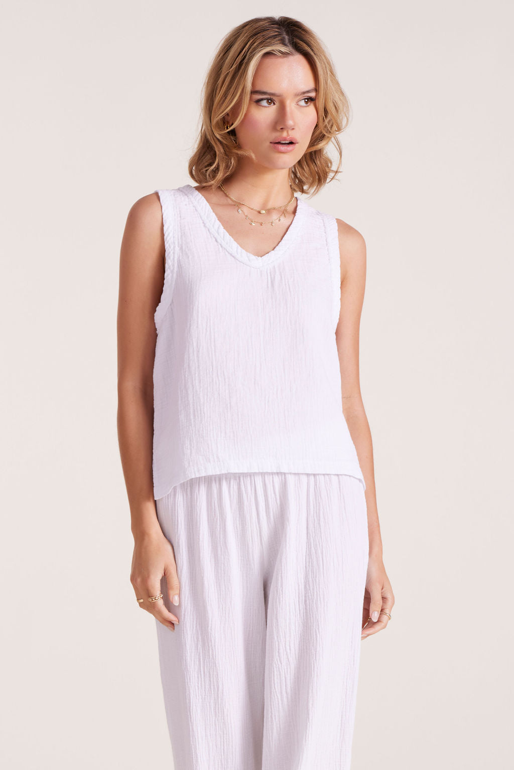 V-NECK RAW EDGE TANK