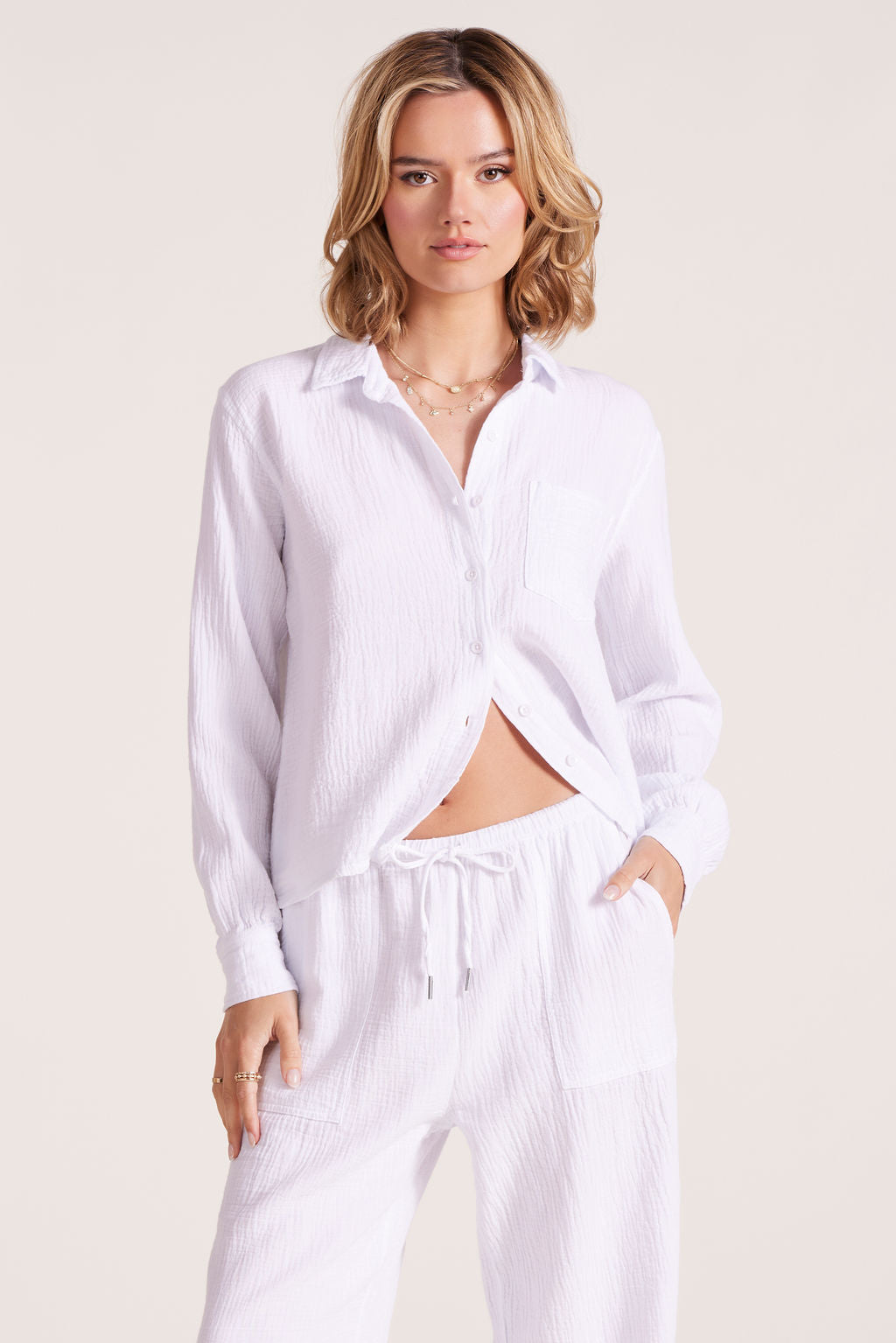 CROPPED COLLARED BUTTON DOWN