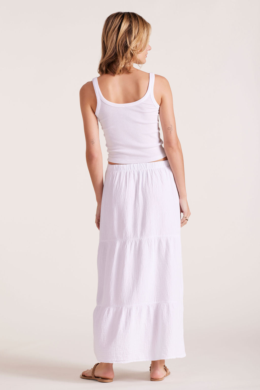 TIERED BUTTON FRONT MAXI SKIRT