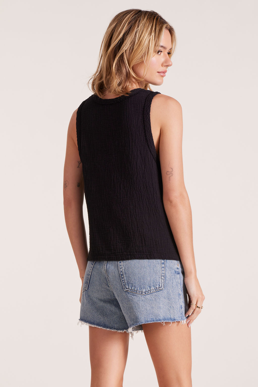 V-NECK RAW EDGE TANK