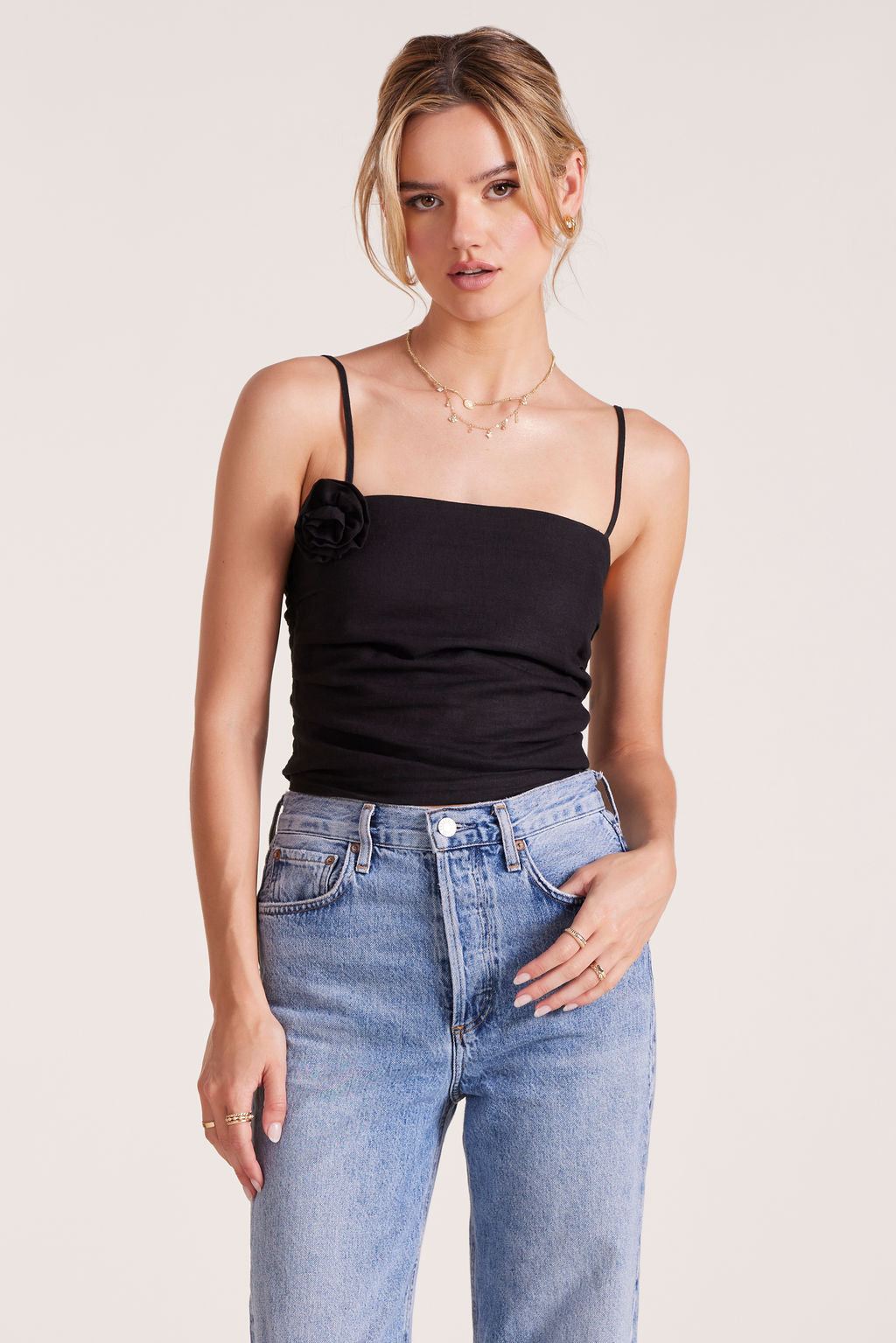 ROSE LINEN TUBE TOP