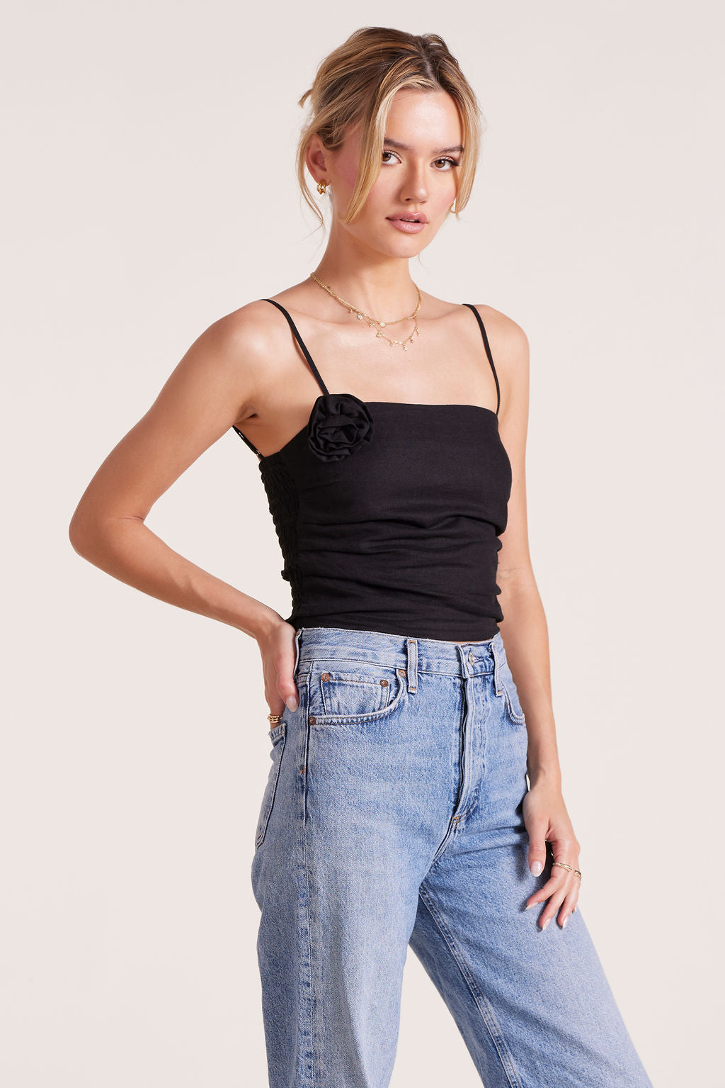 ROSE LINEN TUBE TOP