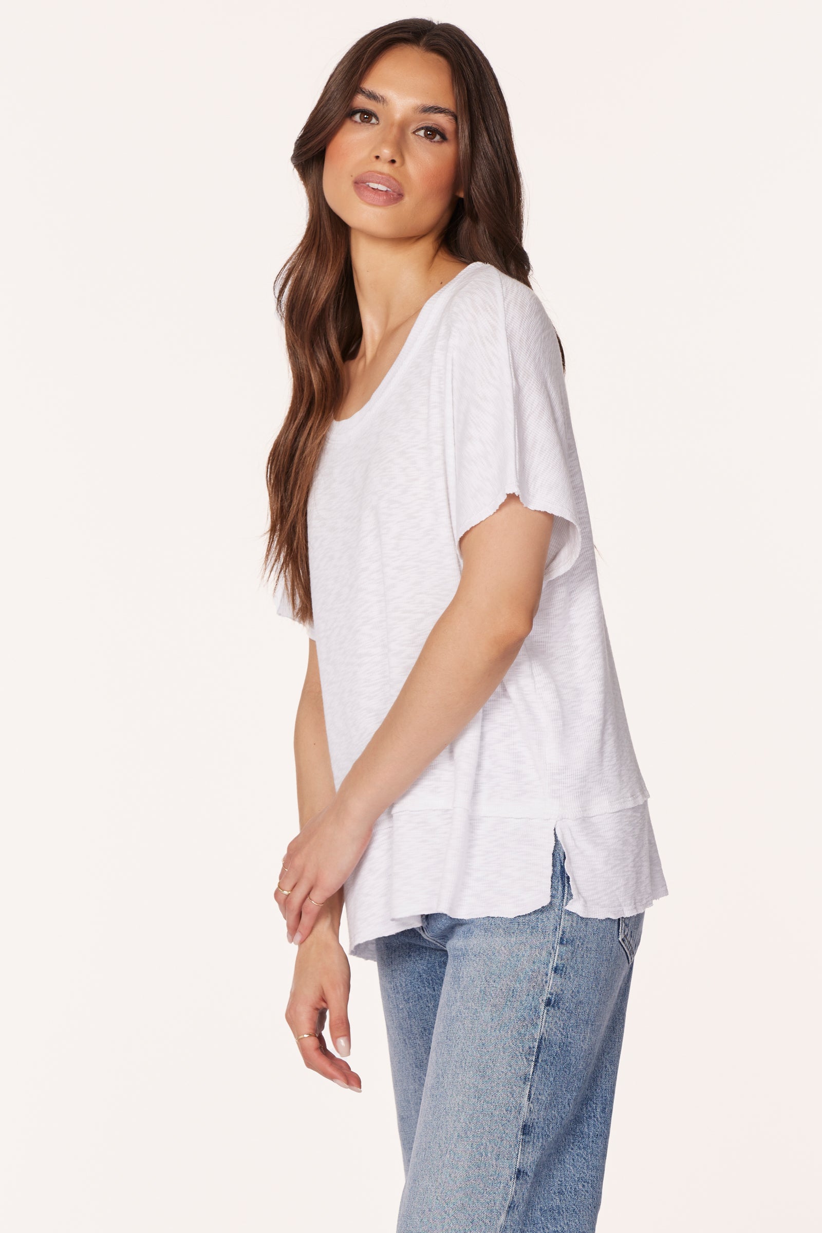 RAW EDGE DROPPED SHOULDER TEE