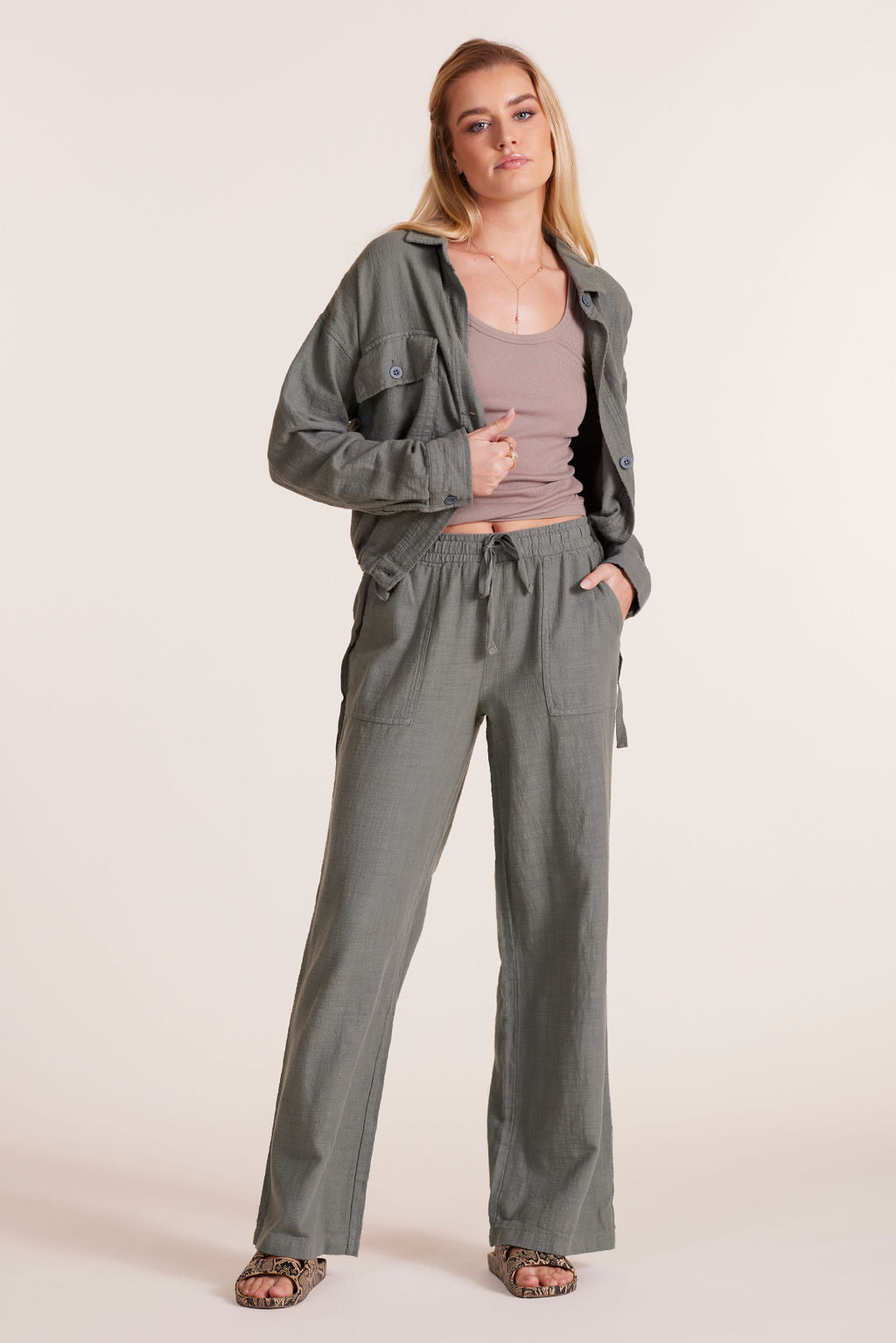 WIDE LEG TIE WAIST PANT