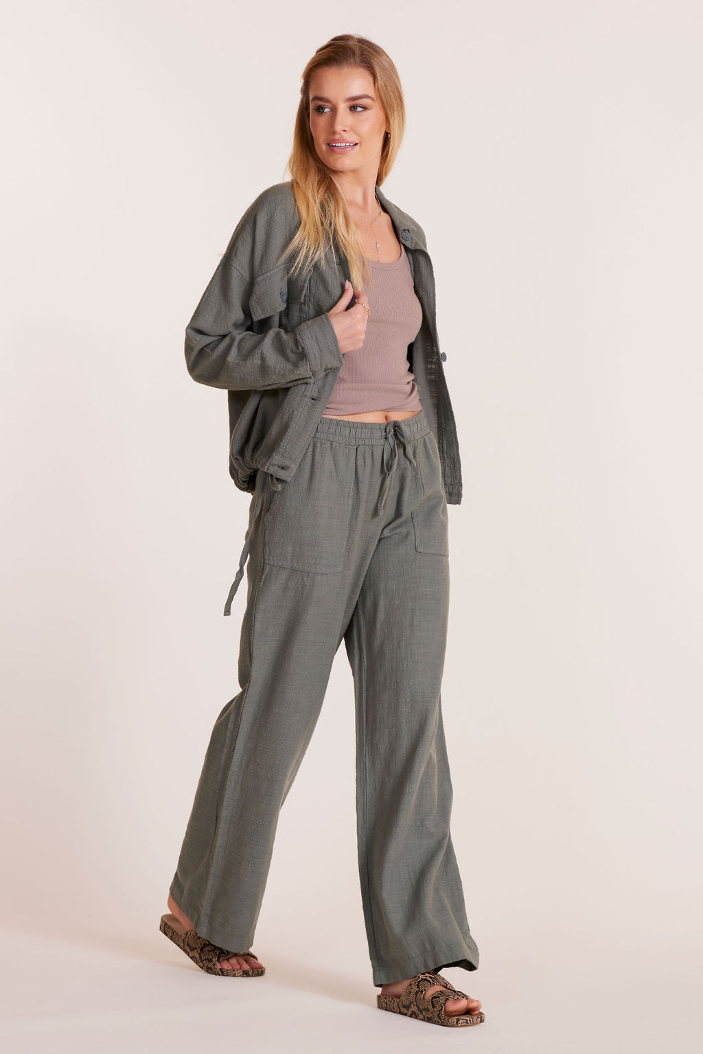 WIDE LEG TIE WAIST PANT