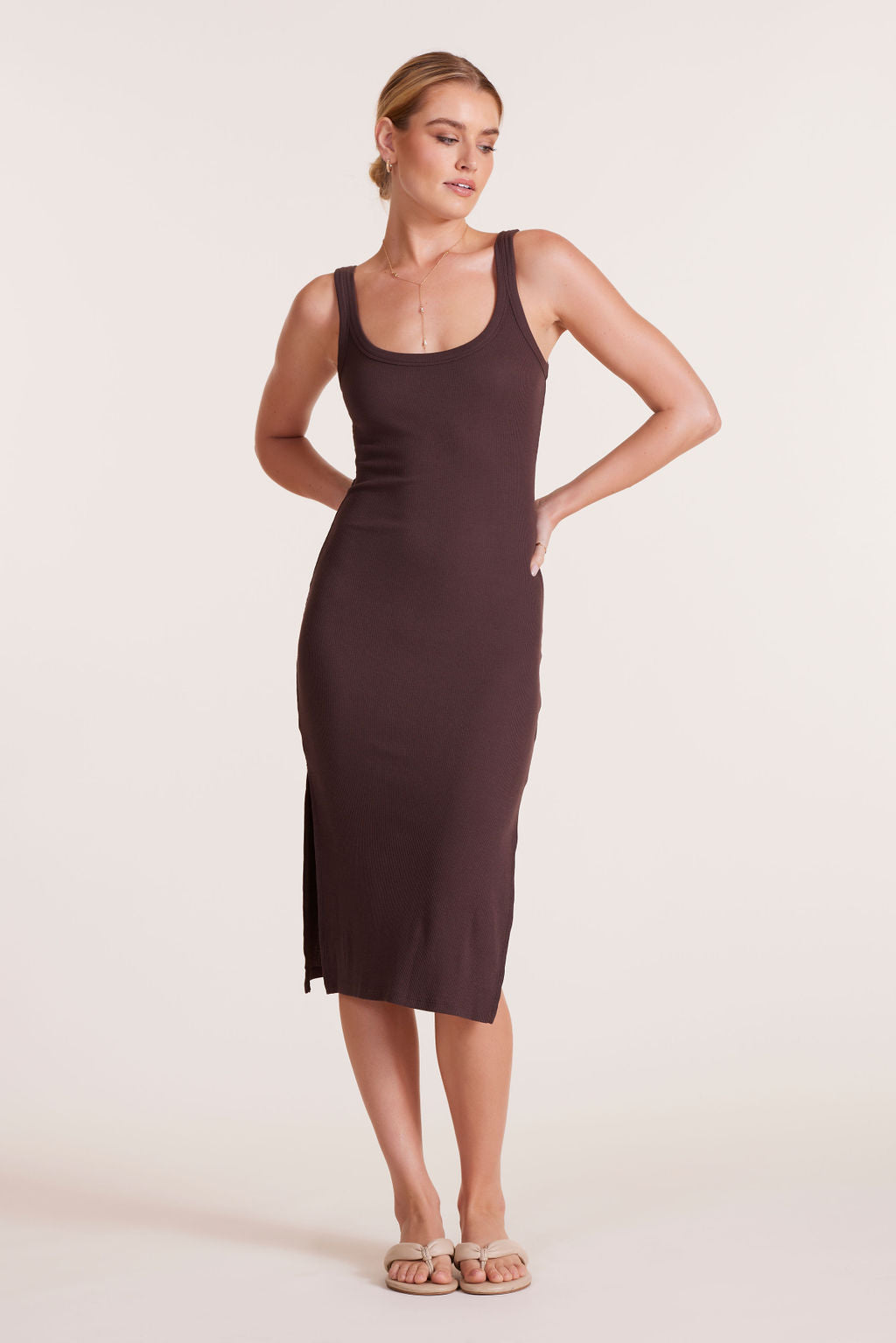 MIDI TANK DRESS WITH SLITS