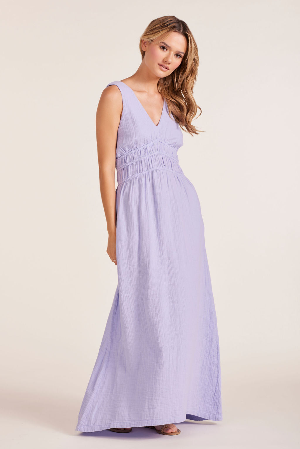 VNECK SMOCKED TANK DRESS