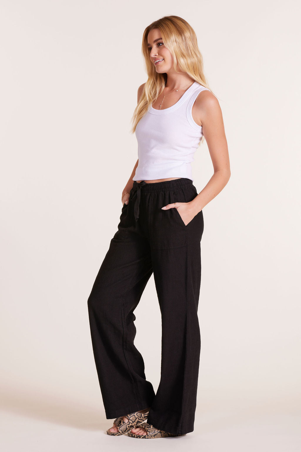 WIDE LEG TIE WAIST PANT