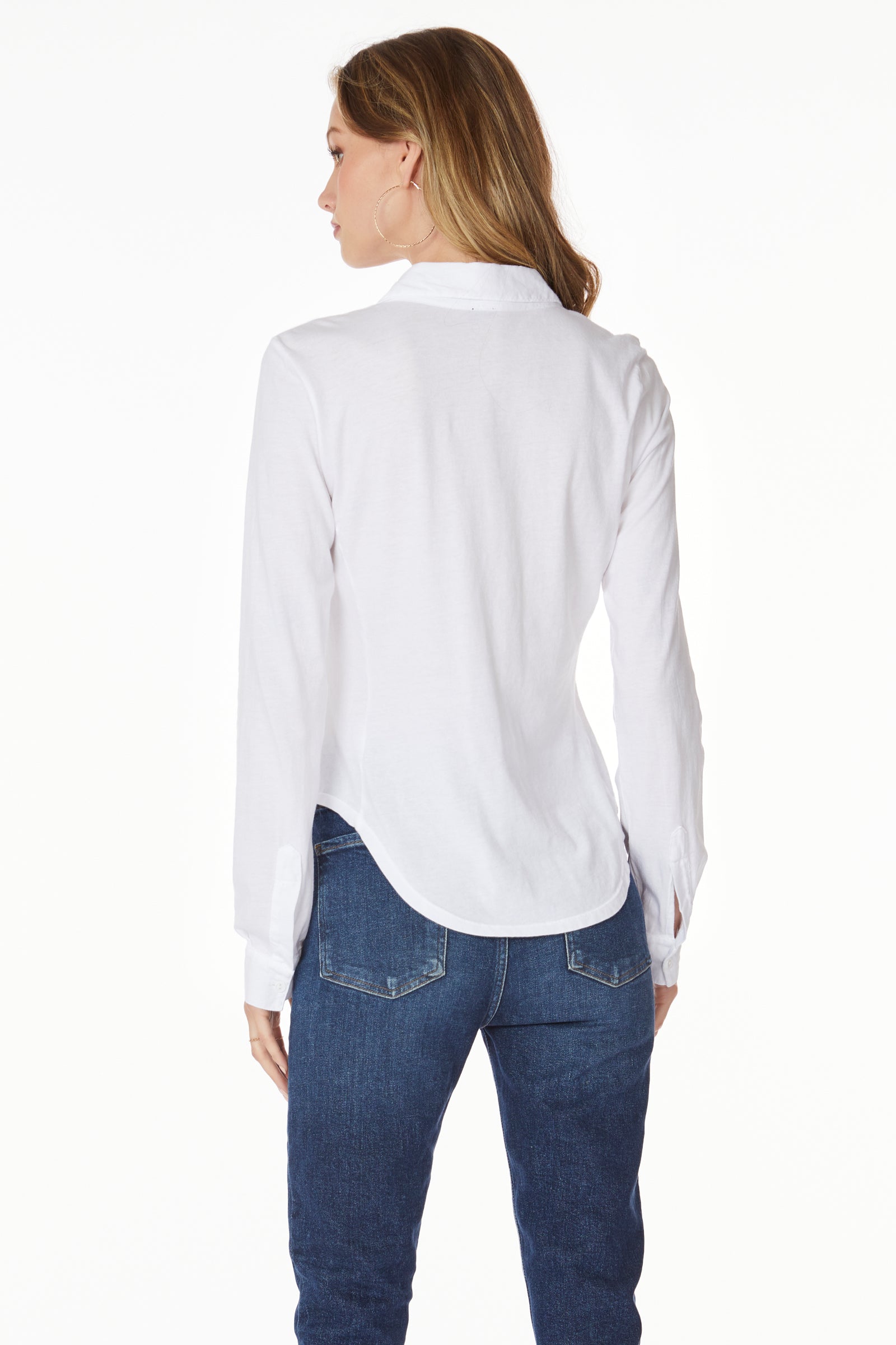 Bobi Light Weight Jersey Button Down in White